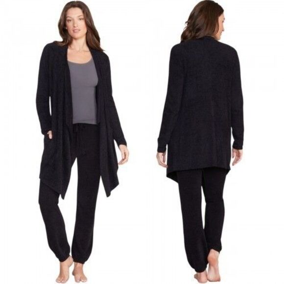 Barefoot Dreams Sweaters - BAREFOOT DREAMS Cozychic Lite Island Wrap Cardigan Plus 1X Black #903 EUC